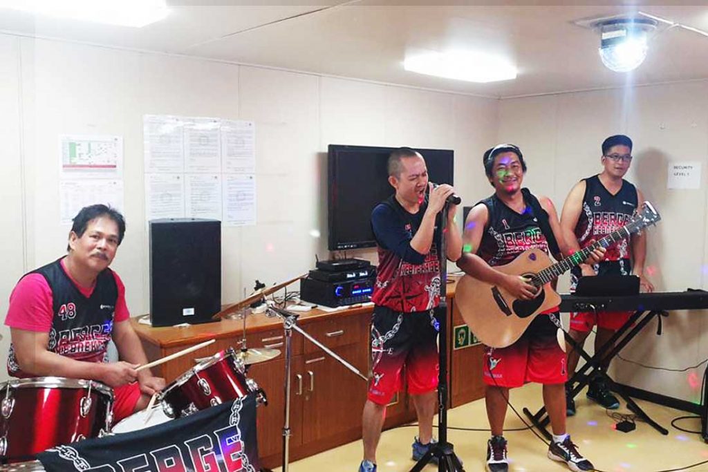 Ship band playing onboard